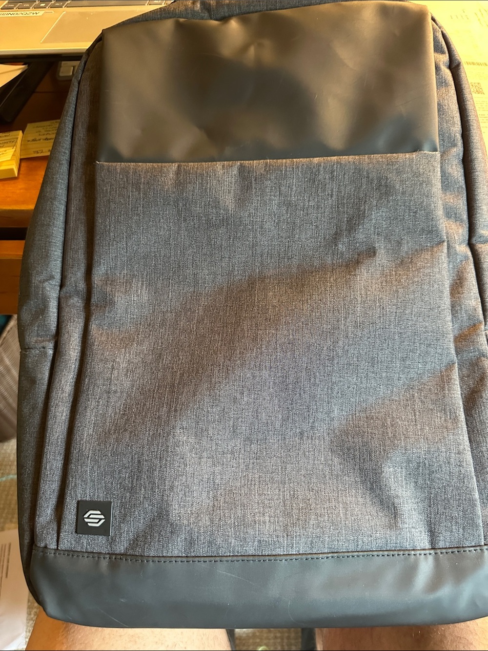 Men's Grey Tech Backpack with Black Accents